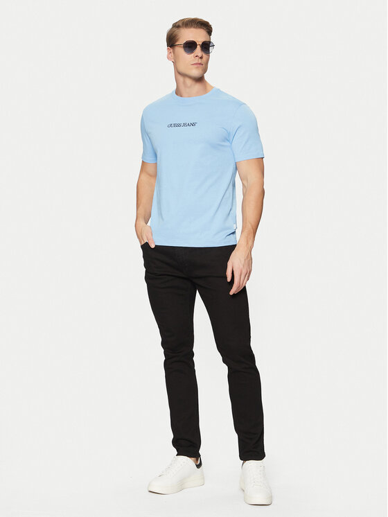 Guess Jeans Guess Jeans Tričko M4YI52 K8HM0 Modrá Slim Fit