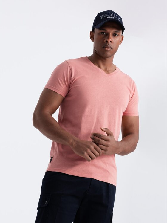 Ombre Ombre T-Shirt OM-TSBS-0145 Różowy Regular Fit