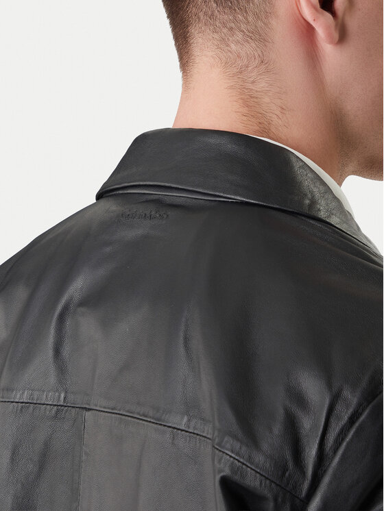 Calvin Klein Calvin Klein Kožená bunda LV04LF423G Černá Regular Fit