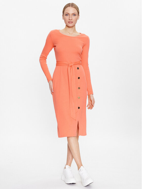 Lauren Ralph Lauren Pletena obleka 250889290002 Oranžna Slim Fit