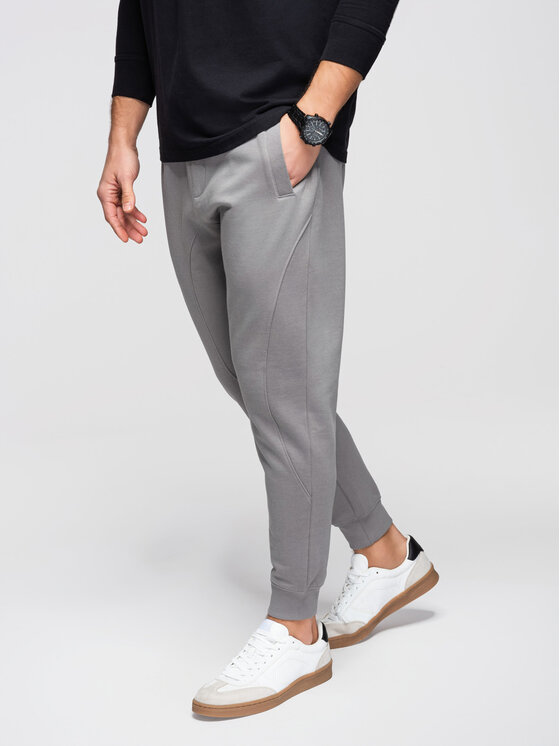Ombre Ombre Spodnie dresowe OM-PABS-0305 Szary Regular Fit