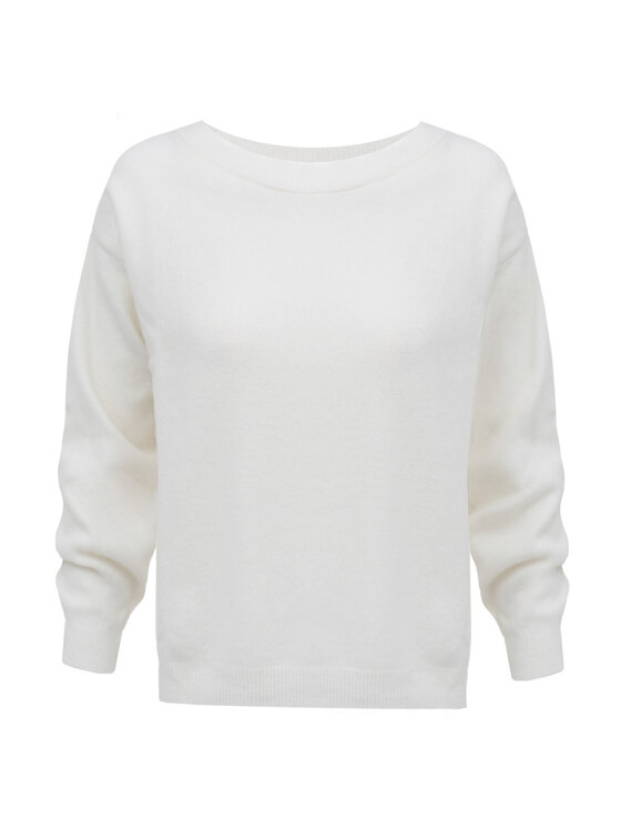 Entelier Entelier Sweter dekolt łódka Biały Relaxed Fit