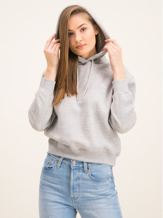 Calvin Klein Jeans Calvin Klein Jeans Mikina Embroidered Logo J20J213178 Sivá Regular Fit