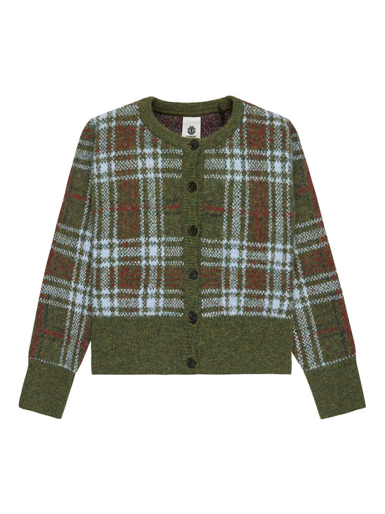 Element Element Kardigan Plaid Cardigan W ELJSW00113 Zielony Regular Fit