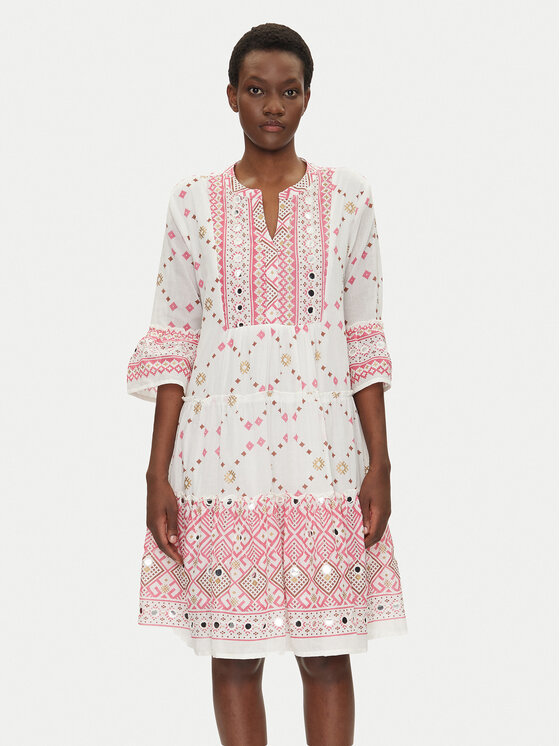 Iconique Iconique Літня сукня IC25-037 Білий Relaxed Fit