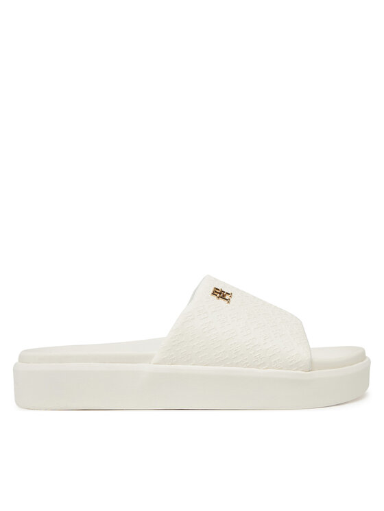 Şlapi Tommy Hilfiger Platform Monogram Poolslide FW0FW08526 Alb