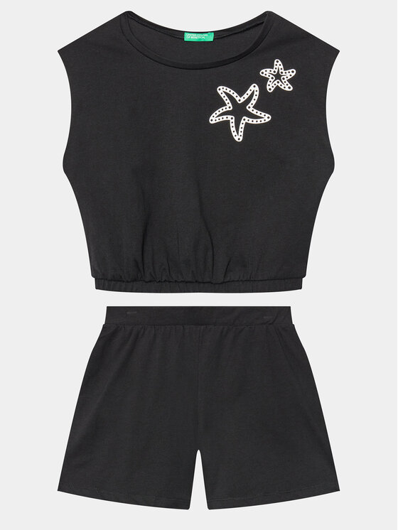 United Colors Of Benetton United Colors Of Benetton Set T-Shirt und Shorts 3096CK007 Schwarz Regular Fit