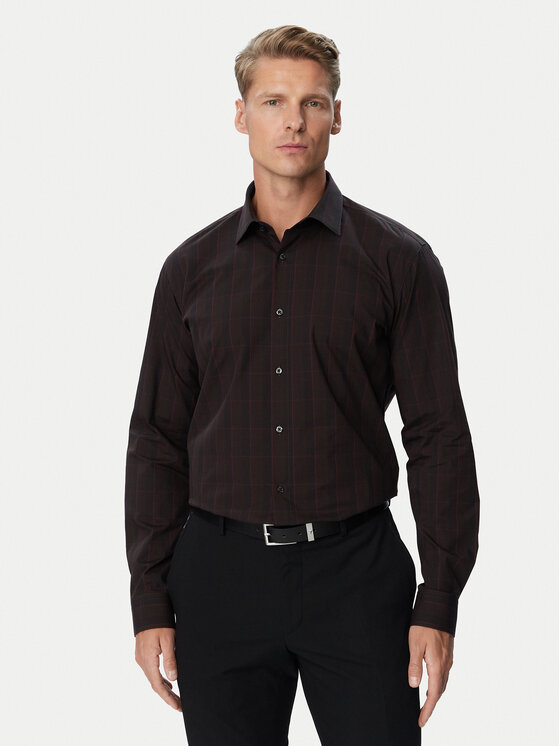 HUGO HUGO Košeľa Valerio 50570567 Tmavo hnedá Modern Fit