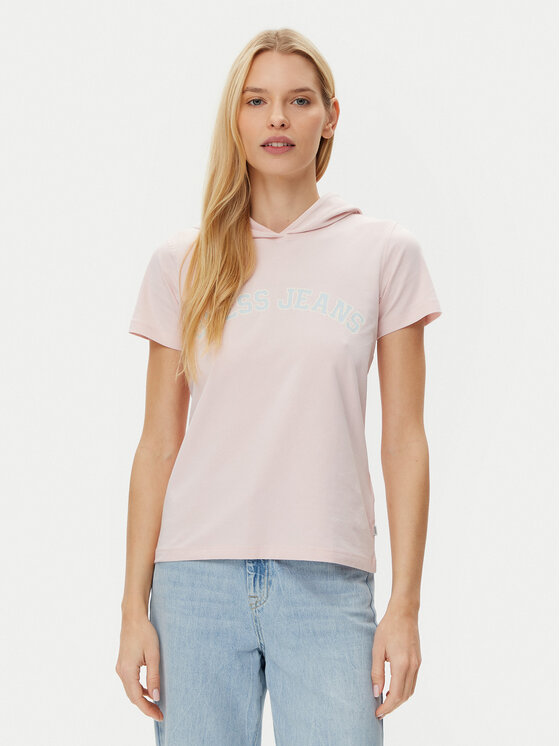 Guess Tričko W5GP28 J1314 Béžová Regular Fit