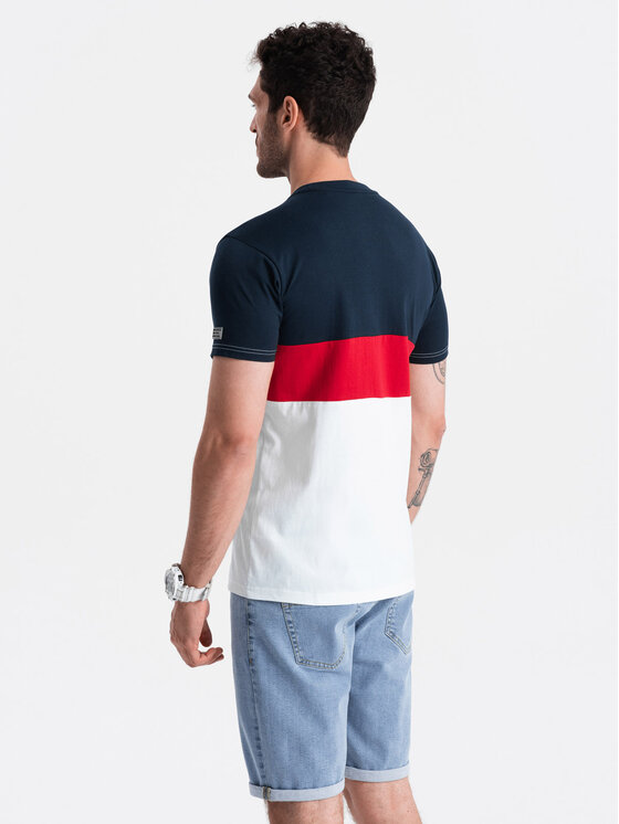 Ombre Ombre T-Shirt OM-TSPT-0152 Tmavomodrá Regular Fit