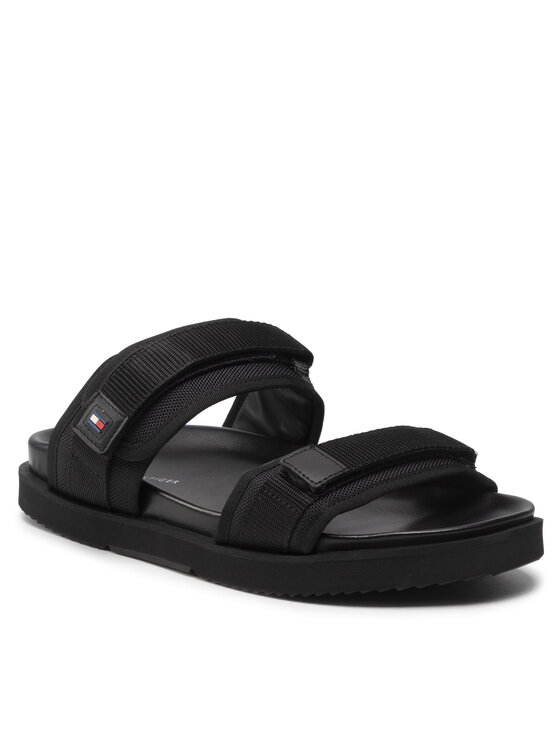 Tommy Hilfiger Tommy Hilfiger Παντόφλες Fashion Cleated Strappy Sandal FM0FM04118 Μαύρο