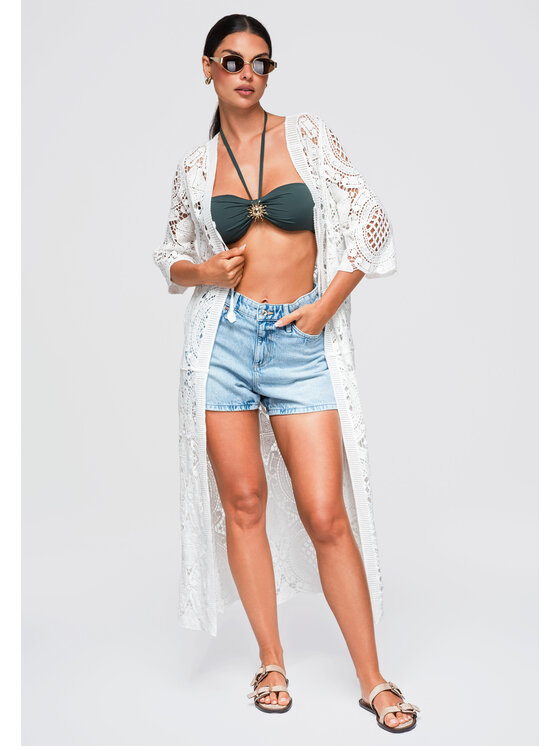 Ombre Ombre Sweter OW-SW-E0004 Biały Loose Fit