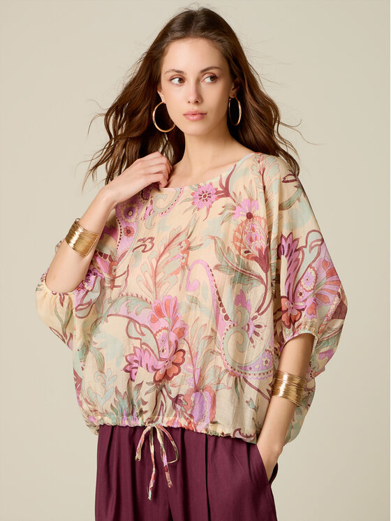 Oltre Oltre Blusa 2041E000400N0S5 Rosa Regular Fit