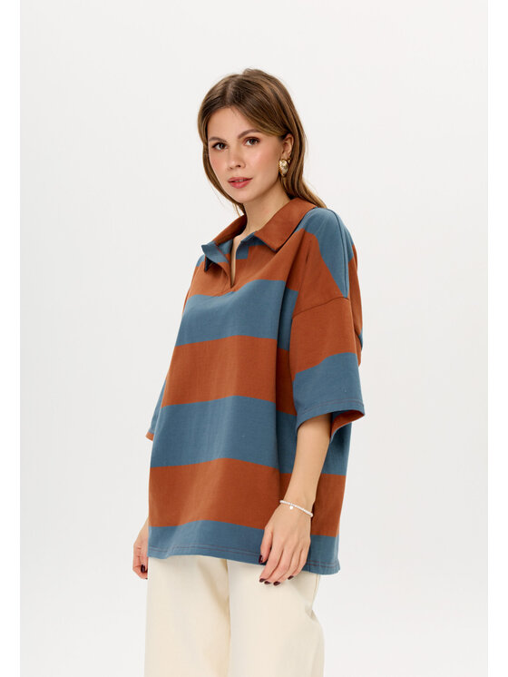 Mirons Mirons Polo Soft Brązowy Oversize