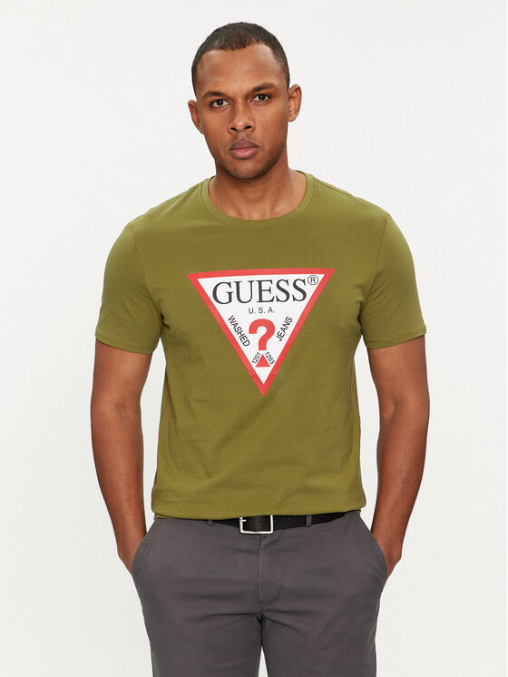 Guess Guess Tričko Logo M2YI71 I3Z14 Zelená Slim Fit