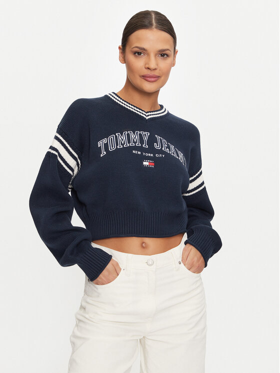 Tommy Jeans Džemperis Varsity DW0DW18692 Tumši zils Relaxed Fit