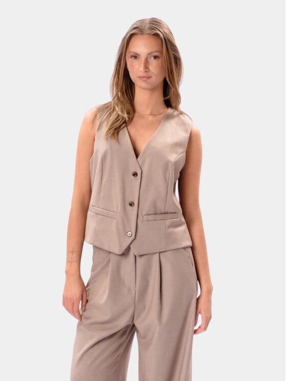 TeeShoppen TeeShoppen Kamizelka 'Basic Collection' Beżowy Regular Fit