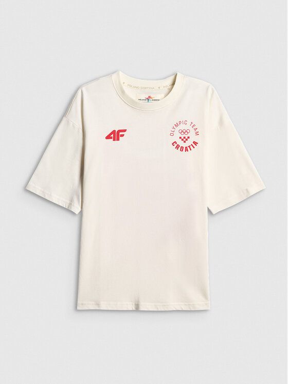 4F 4F T-Shirt MILANO CORTINA Biały Loose Fit