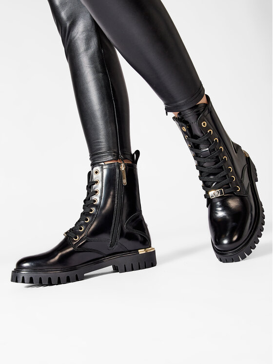 Tommy Hilfiger Tommy Hilfiger Outdoorová obuv Polished Leather Lace Up Boot FW0FW06008 Čierna
