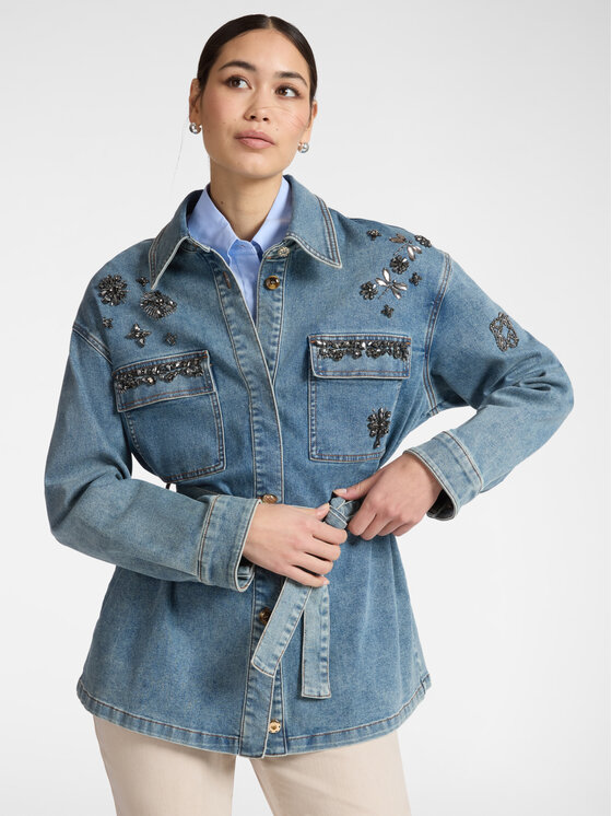 Elena Mirò Elena Mirò Kurtka jeansowa R426Z000025N024 Niebieski Slim Fit