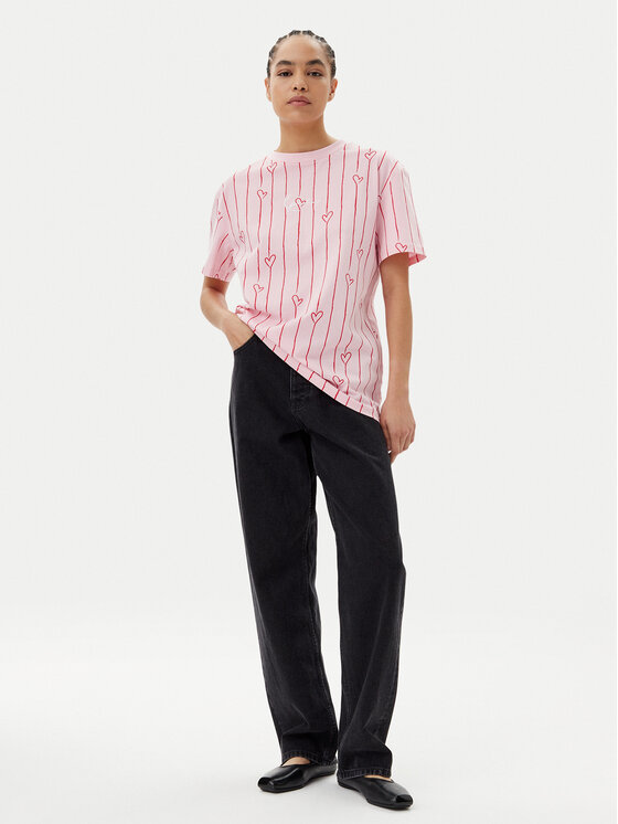 Karl Kani Karl Kani Majica Signature Heart Pinstripe Os 61300127 Roza Regular Fit