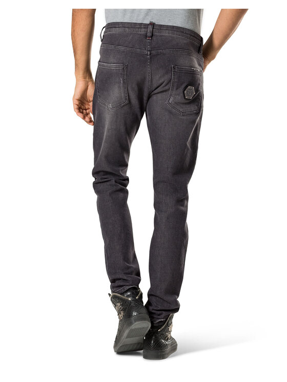 PHILIPP PLEIN PHILIPP PLEIN Bavlnené nohavice 30772 Sivá Straight Fit