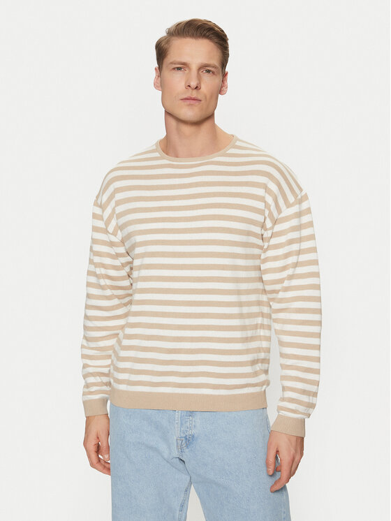 Jack&Jones Sweter Calvin 12269031 Beżowy Relaxed Fit