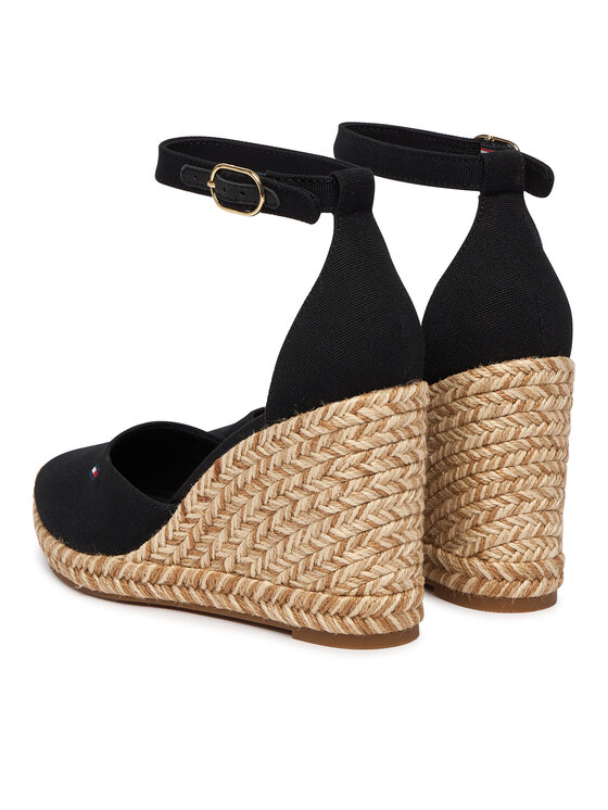 Tommy Hilfiger Tommy Hilfiger Espadryle Flag High Wedge Espad Closed Toe FW0FW09225 Czarny