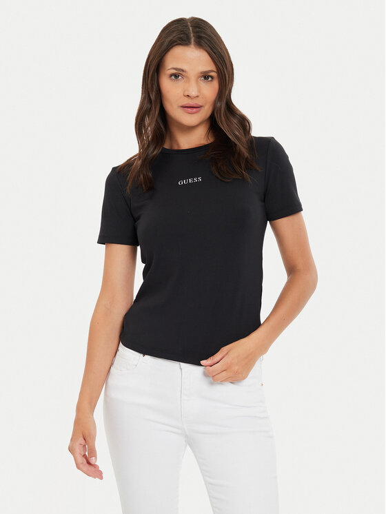 Guess Tricou Marika V4YI22 KCD02 Negru Regular Fit