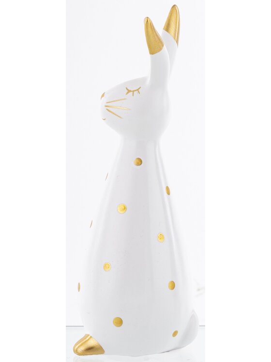 MIAhome MIAhome Figurka królik dolomitowy w złote kropki 19x6,5x7 cm Biały
