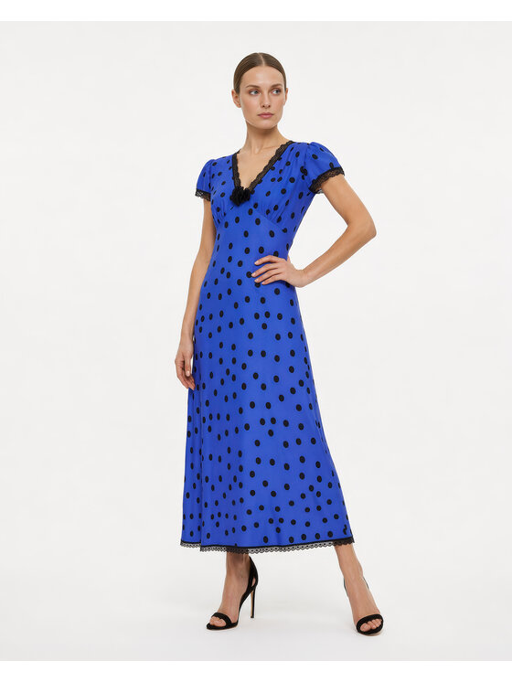 Castellani Castellani Sukienka codzienna Polka Niebieski Regular Fit