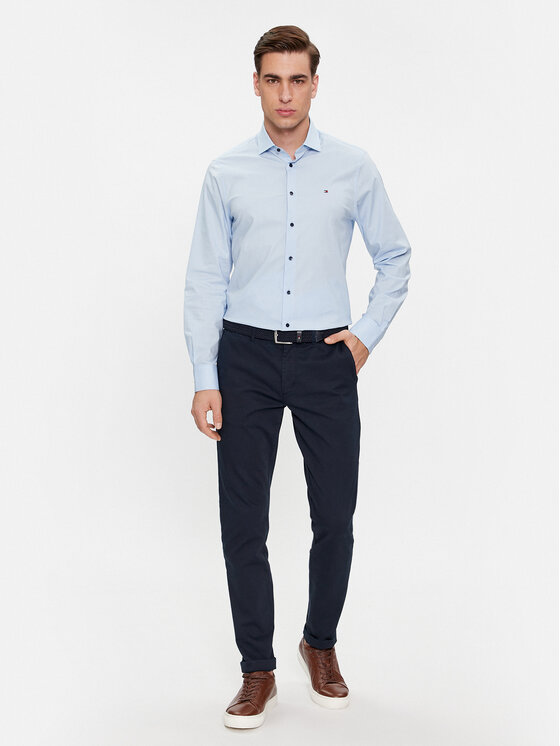 Tommy Hilfiger Tommy Hilfiger Košulja Cl Stretch Poplin Contrast Shirt MW0MW34259 Svijetloplava Regular Fit