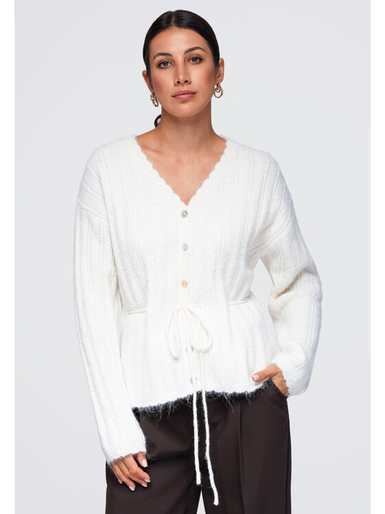 Ombre Ombre Sweter OW-SW-E0012 Beżowy Regular Fit