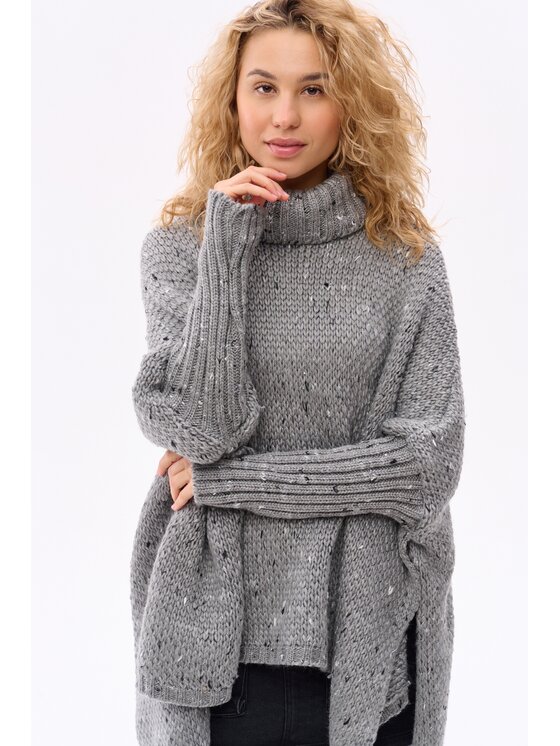 blue shadow blue shadow Sweter Tris Szary Regular Fit