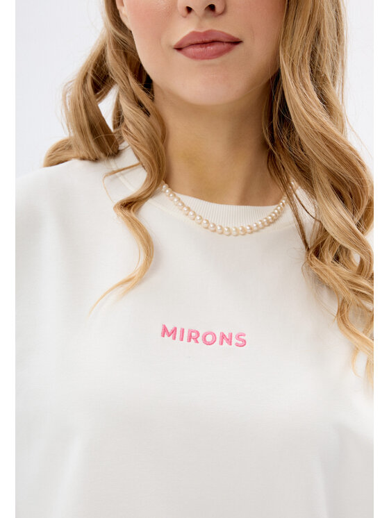Mirons Mirons T-Shirt Print Biały Oversize