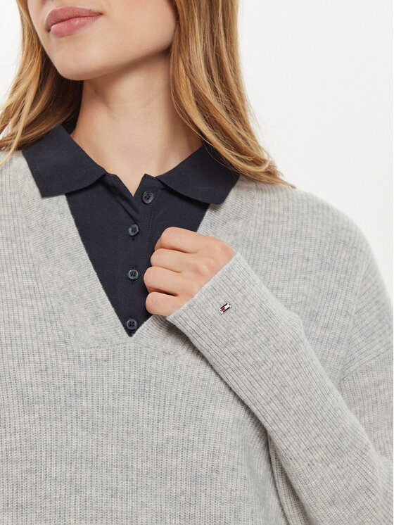 Tommy Hilfiger Tommy Hilfiger Пуловер WW0WW43101 Сив Relaxed Fit
