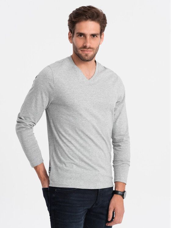 Ombre Ombre Longsleeve OM-LSBL-0108 Szary Fitting Fit