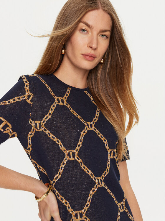 TWINSET TWINSET Kötött ruha 241TP3523 Sötétkék Regular Fit
