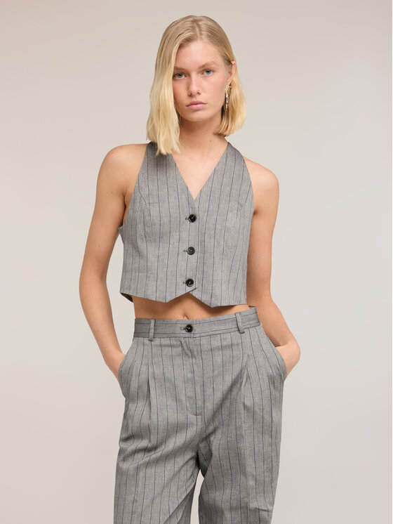 Motivi Motivi Kamizelka 2051Q001956N0S3 Szary Cropp Fit