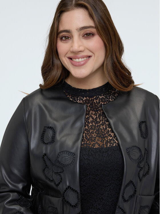 Fiorella Rubino Fiorella Rubino Kurtka z imitacji skóry R333T101323N033 Czarny Boxy Fit