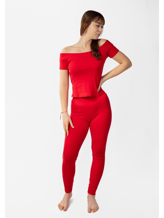 DKaren Sport DKaren Sport Komplet bluzka i spodnie Bayo Czerwony Slim Fit