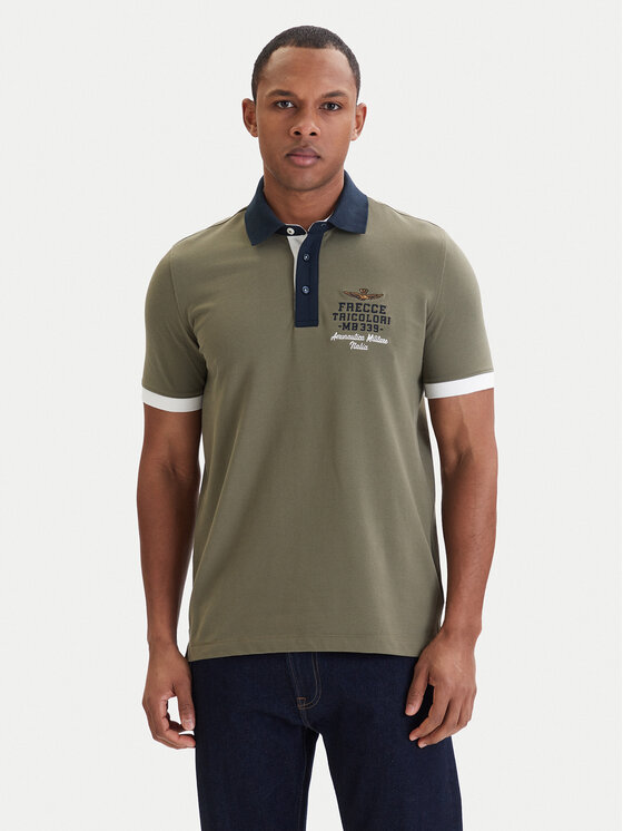 Aeronautica Militare Aeronautica Militare Polo majica 261PO1908UP00191 Zelena Slim Fit