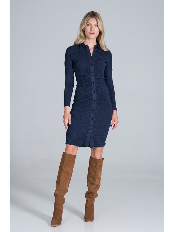 FIGL FIGL Šaty M824 Tmavomodrá Slim Fit