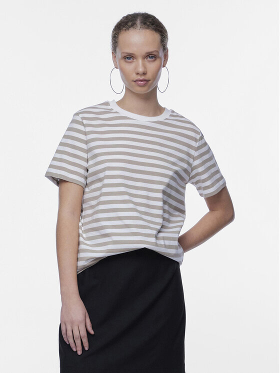 Pieces Tricou Ria 17146339 Bej Regular Fit