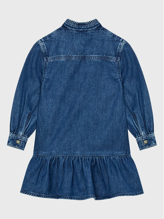 Tommy Hilfiger Tommy Hilfiger Džínsové šaty Denim Frill Collar KG0KG07026 D Modrá Regular Fit