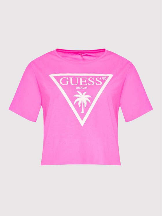 Guess Guess T-Shirt E02I01 KB9I0 Różowy Regular Fit