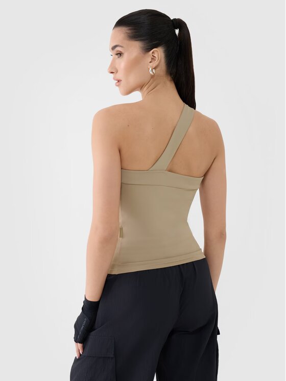 4F 4F Tričko 4FRSS25TSLEF222-83S Hnedá Slim Fit