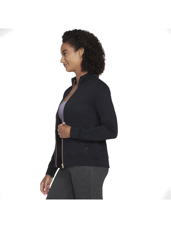 Skechers Skechers Bluza Skechers Go Walk Everywhere Full Zip Hoodless Czarny Regular Fit