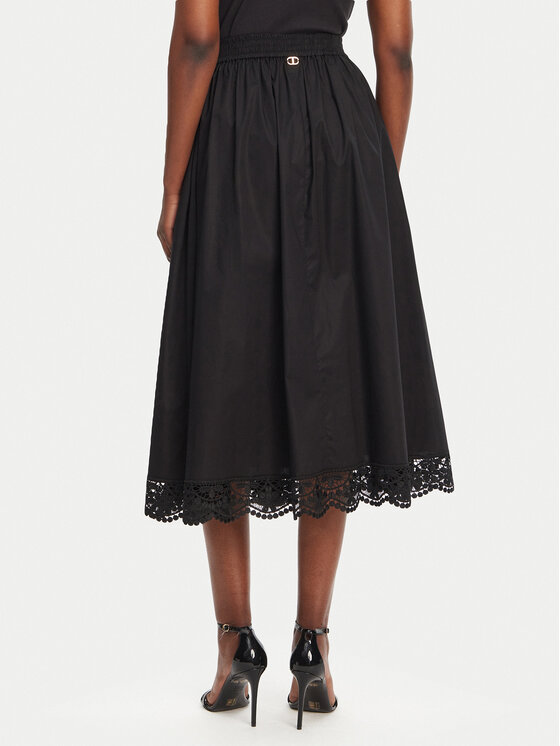 TWINSET TWINSET Trapecijos formos sijonas 251TT2095 Juoda Regular Fit