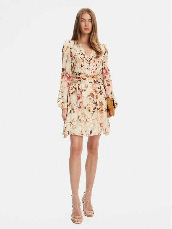 Guess Guess Коктейльна сукня W5YK20 WDW82 Бежевий Regular Fit